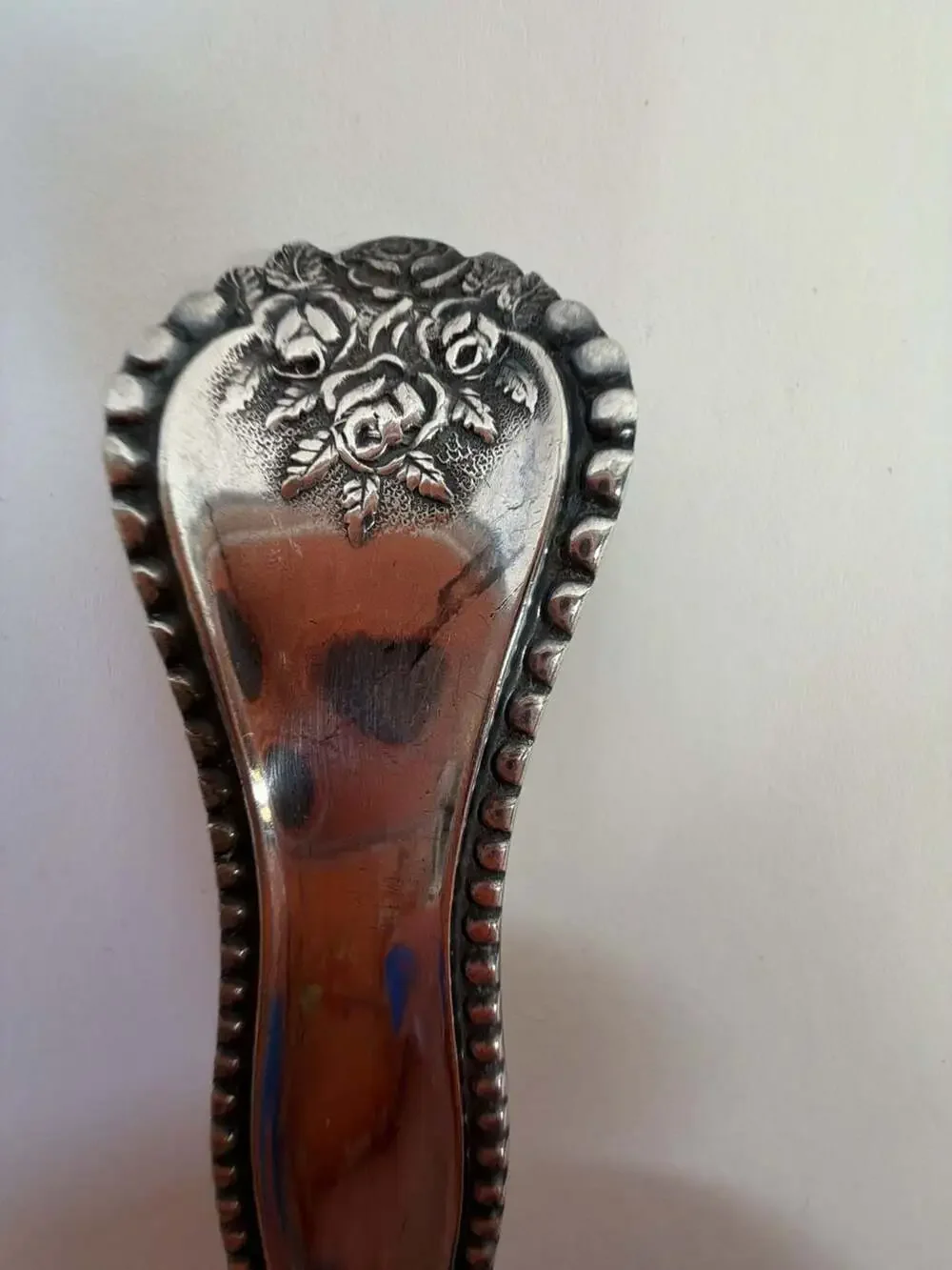 Vintage Silver Plated Floral Repousse Serving Spoon